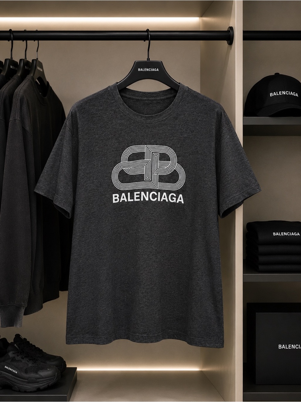 Charcoal Gray Logo Short Sleeve T-Shirt